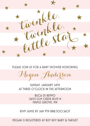 Yellow Stripes Twinkle Little Star Invites