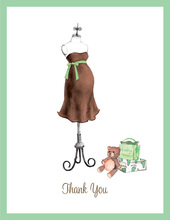 Expecting Dress Form Green Thank You Cards