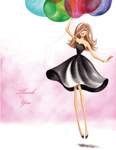 Floating Party Girl Thank You Cards