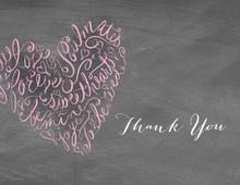 Script Heart Chalkboard Thank You Cards