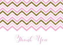 Pink Gold Glitter Chevrons Thank You Cards