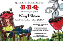 BBQ Graduation Girl Invitations