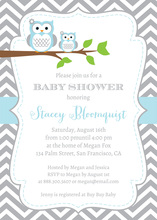 Adorable Owl Boy Baby Shower Invitations