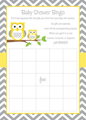 Deep Yellow Adorable Hoot Baby Wish Cards