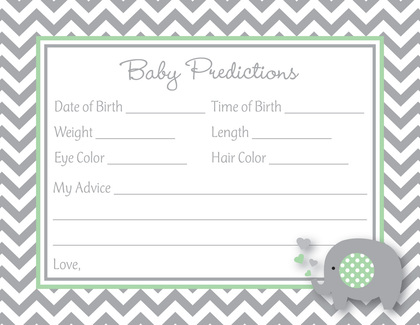 Pink Chevron Elephant Baby Prediction Cards