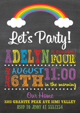 Rainbow Clouds Chalkboard Birthday Invitations