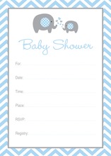 Blue Elephants Baby Shower Polka Dots Invitation