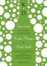 Bubbles Green Champagne White Polka Dot Invitations
