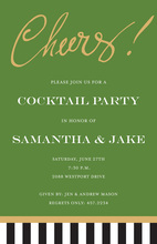 Modern Wine Chatter Green Invitations