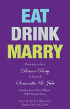 Eat Drink Be Married Purple Text Invitations
