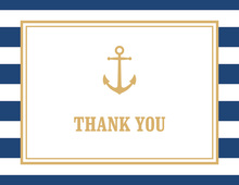 Navy Stripes Gold Anchor Nautical Note