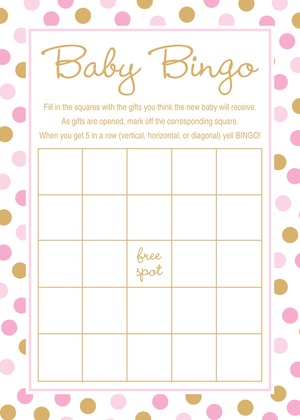 Pink Gold Dots Baby Shower Prediction Cards