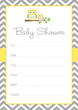 Adorable Owl Green Baby Shower Invitations