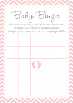 Pink Baby Feet Footprint Baby Shower Wish Cards