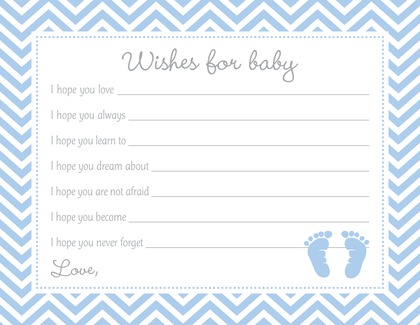 Blue Baby Feet Footprint Baby Shower Prediction Cards