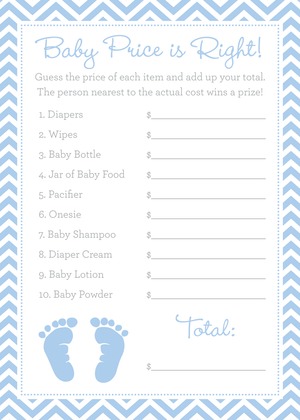 Blue Baby Feet Footprint Raffle Cards