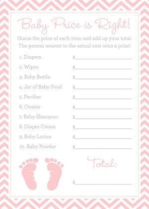 Pink Baby Feet Footprint Baby Shower Wish Cards