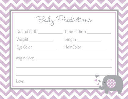 Lavender Chevron Elephant Baby Raffle Cards