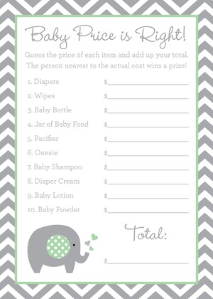 Mint Elephant Baby Shower Fill-in Invitations