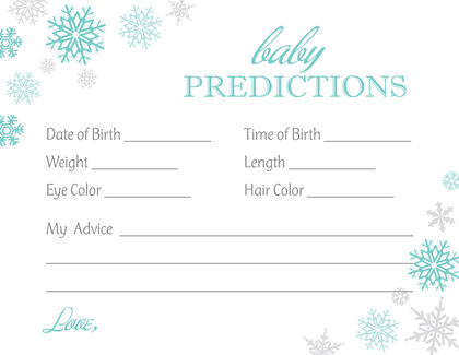 Purple Snowflakes Baby Prediction Cards