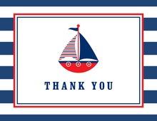 Navy Striped Red Sailboat Thank You Cards
