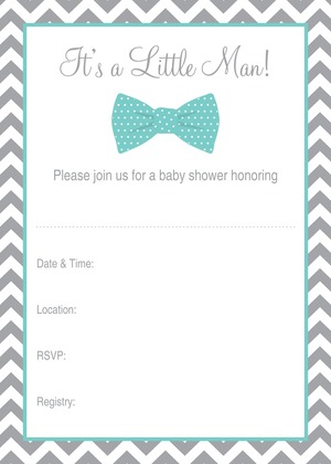 Aqua Bow Tie Baby Shower Raffle Cards