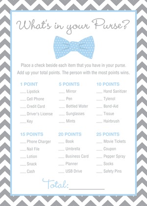 Baby Blue Bow Tie Baby Shower Price Game