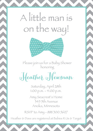 Navy Bow Tie Baby Shower Invitations
