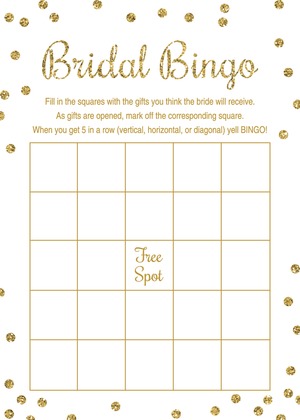 Gold Glitter Graphic Dots Pink Bridal Bingo