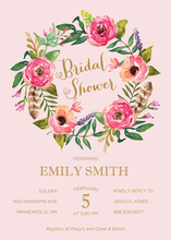 Pink Polka Dot Floral Bouquet Bridal Shower Invitations