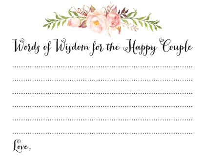 Watercolor Rose Bouquet Bridal Advice Cards