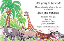 Green Chevron Safari Animals Baby Shower Invitations