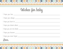 Navy Stripes Anchor Light Blue Baby Wish Cards
