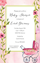 Pink Floral Mason Jars Burlap Border Invitations