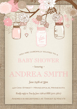 Lavender Wood Grain Floral Hammock Baby Shower Invitations