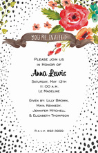 Red Flowers Black Speckled Invitations