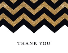Faux Gold Glitter Chevron Thank You Cards