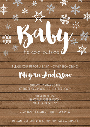 Blue Baby It's Cold Chalkboard Invites