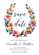 Floral Wreath Save the Date Cards