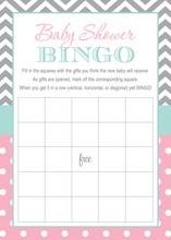 Gold Glitter Graphic Pink Dots Baby Bingo Game