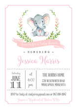 Pink Stripes White Elephant Invitations