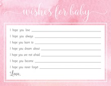 Pink Watercolor Elephant Floral Hearts Baby Wish Cards