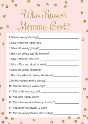 Gold Glitter Dots Who Knows Mommy Best Game