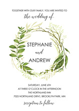 Watercolor Floral Wreath Green Painted Pattern Invitations