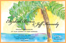 Featuring Green Blue Summer Palm Border Invitations