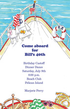 Watercolor Border Sailing Sailboats Invitation