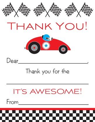 Red Race Car Photo Thank You Card