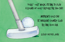 Golf Tease Simple White Invitation