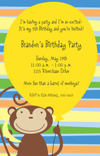 Yellow Balloon Monkey Invitations