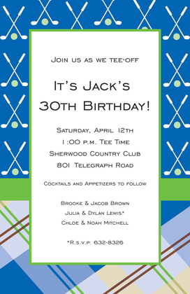 Golf Mix Plaid Chalkboard Invitation